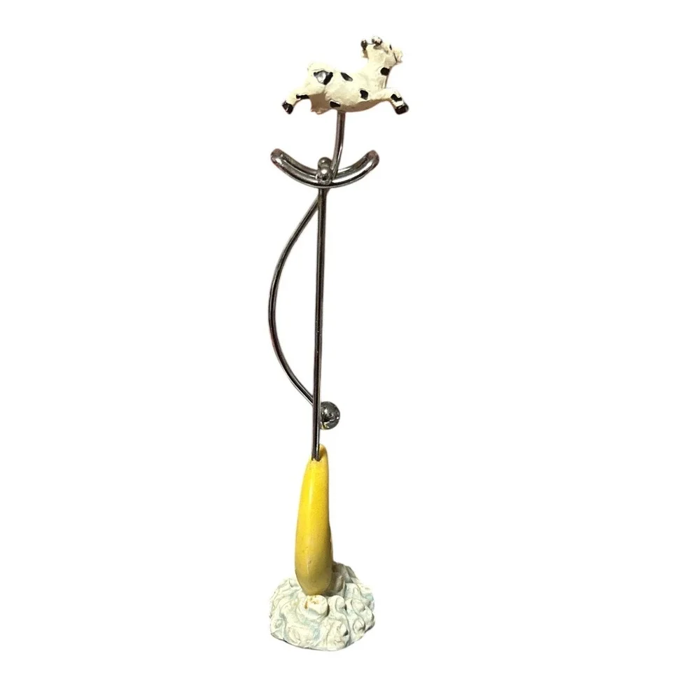 Vintage Kinetic Motion Balancing Toy Cow Jumped Over The Moon Celestial Desk Art